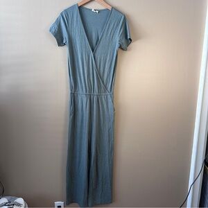 TENTREE Blakely Short Sleeve Knit Sage Green Cropped Jumpsuit, Lounge, Beach